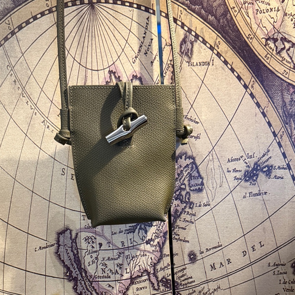 Longchamp Le Roseau Phone Case Crossbody Forest Green